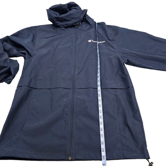 Champion Full Zip Jacket Men's Size Medium Blue Lightweight Wind Breaker Hooded - Picture 11 of 13